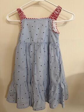 Cat & Jack Light Blue Star Print Sundress with Red Stripe Straps
